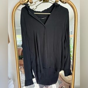 Quince Black Silk Blend Blouse